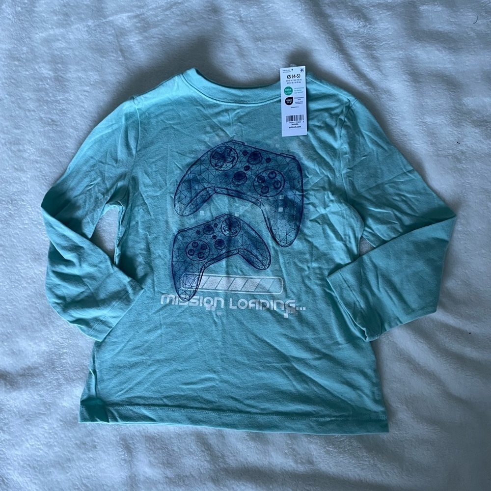OshKosh B'gosh Teal Long Sleeve Shirt with Game Controller Print